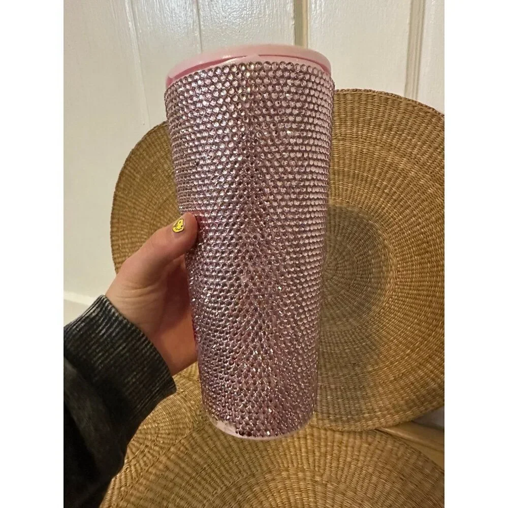 Pink Breast Cancer gem tumbler cup